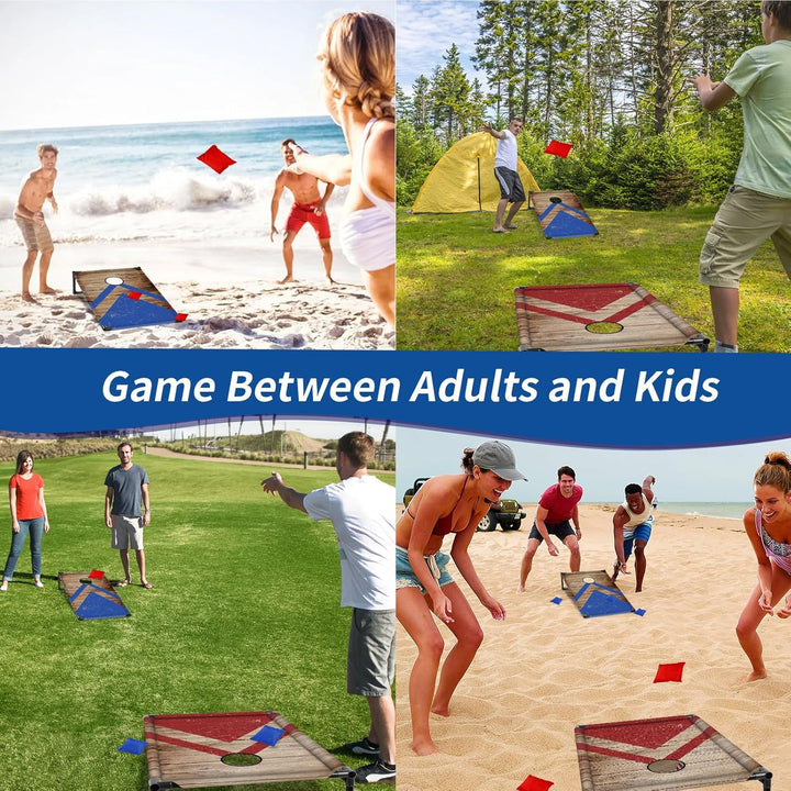 NZQXJXZ Cornhole Spiel Outdoor, Tragbar Cornhole Toss Set mit 8 Cornhole Säckchen und Tragetasche fü
