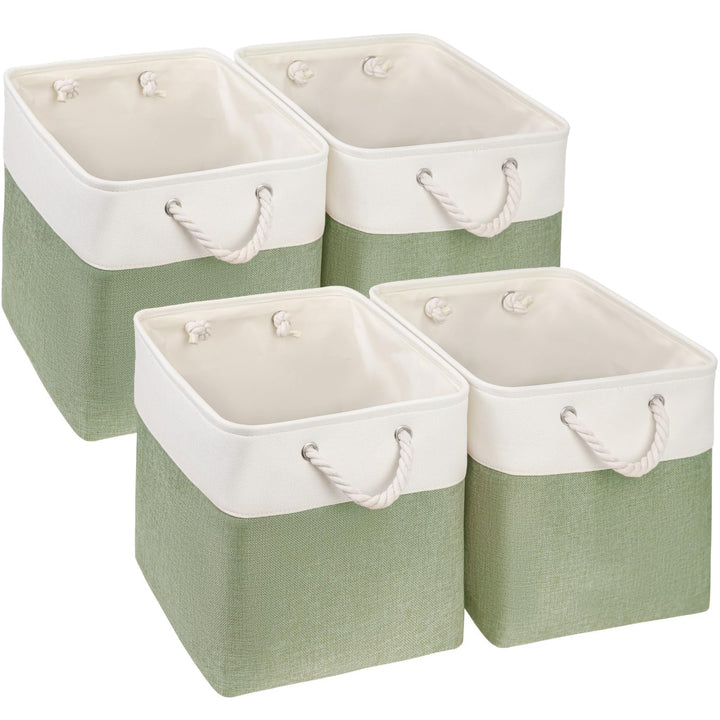 33x38x33 Aufbewahrungskorb, Aufbewahrungsboxen Stoff für Schrank Regal und Kleidung,Waschbar(Grün/We