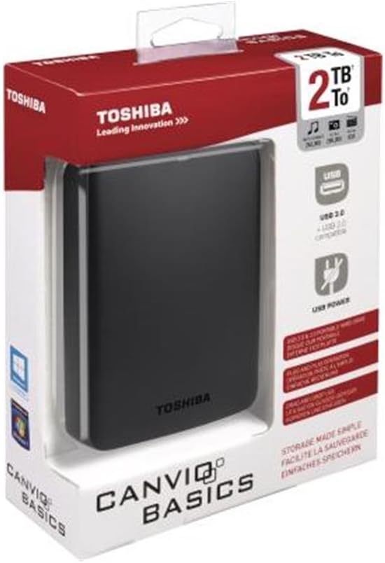 Toshiba Canvio Basics 2 TB Mobile Festplatten (6,4 cm (2,5 Zoll), USB 3.0) schwarz 2TB 2016 Version,