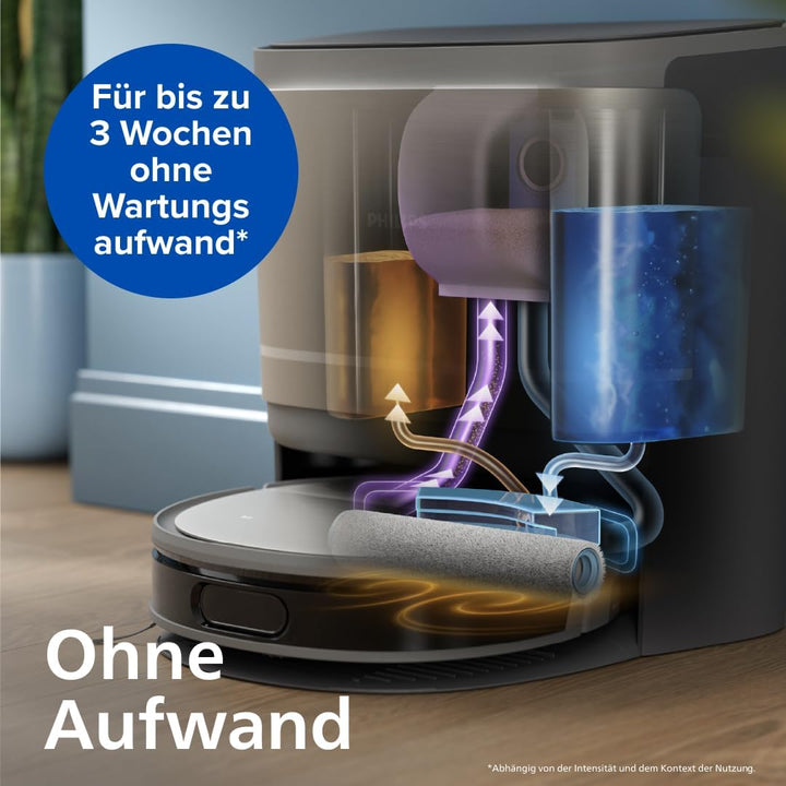 Philips 9000 Series Saug- und Wischroboter - mit automatischer Staubabsaugstation, rollender Wischmo