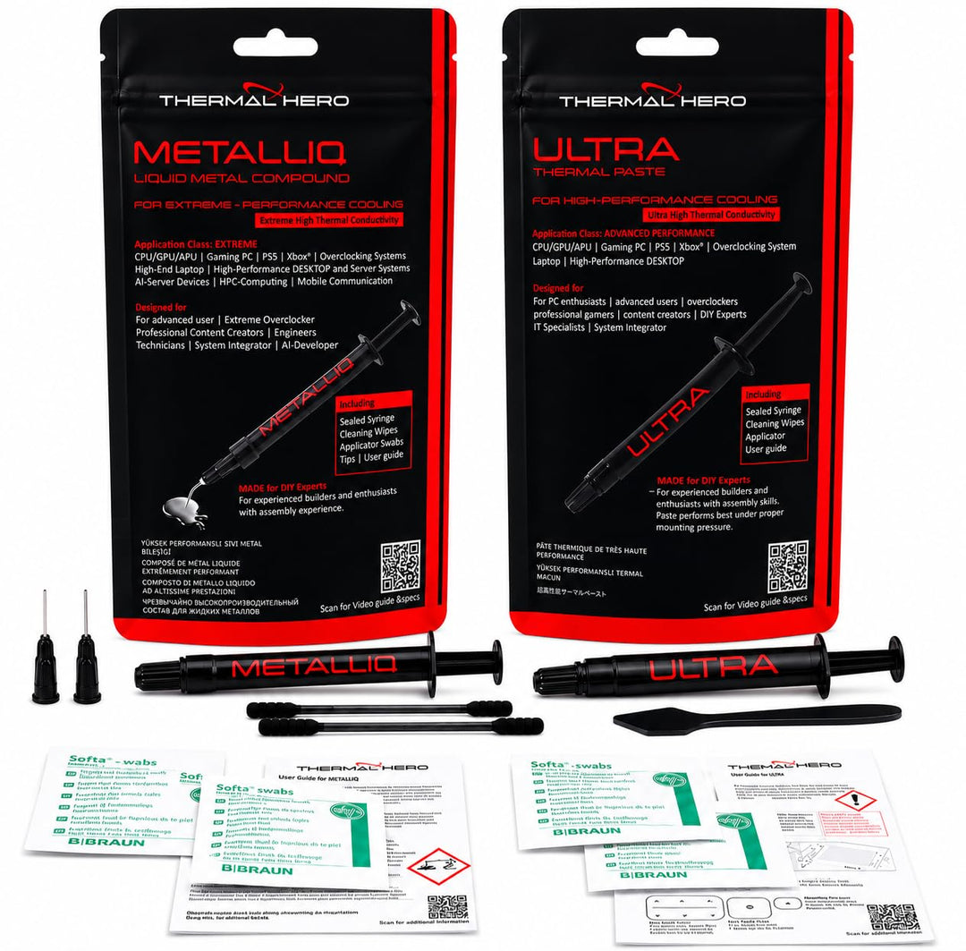 METALLIQ Performance Bundle 1g Flüssigmetall &amp; 3g Ultra Wärmeleitpaste für CPU GPU PS5 Gaming &amp; Serv