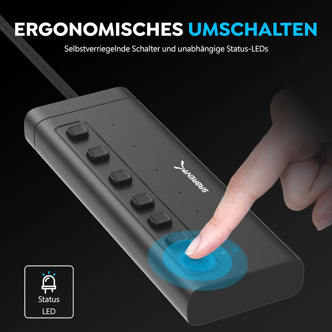 SABRENT USB C Hub 7 Port 48 W mit Schaltern (HB-3A4C) 7 Port 20w Typ C+A, 7 Port 20w Typ C+A