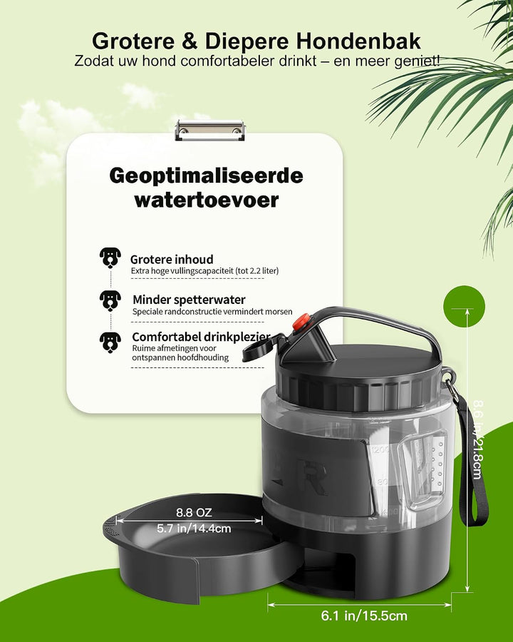 lesotc 1600 ml Trinkflasche für Hunde, Tragbare XXL extra grosse Hundetrinkflasche für unterwegs – C