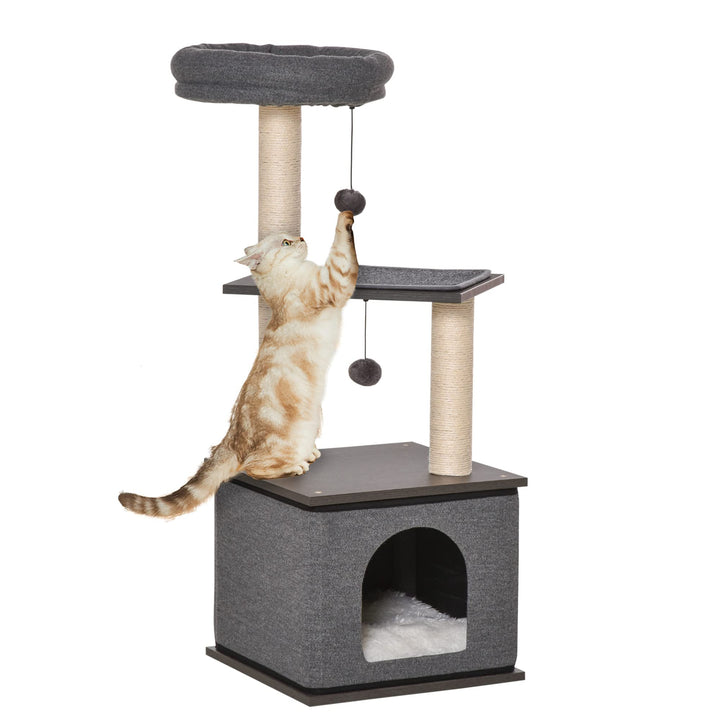 PawHut Katzenkratzbaum Katzenspielzeug Kletterbaum Spielmöglichkeiten Spielsisal Spielseil PB-Platte