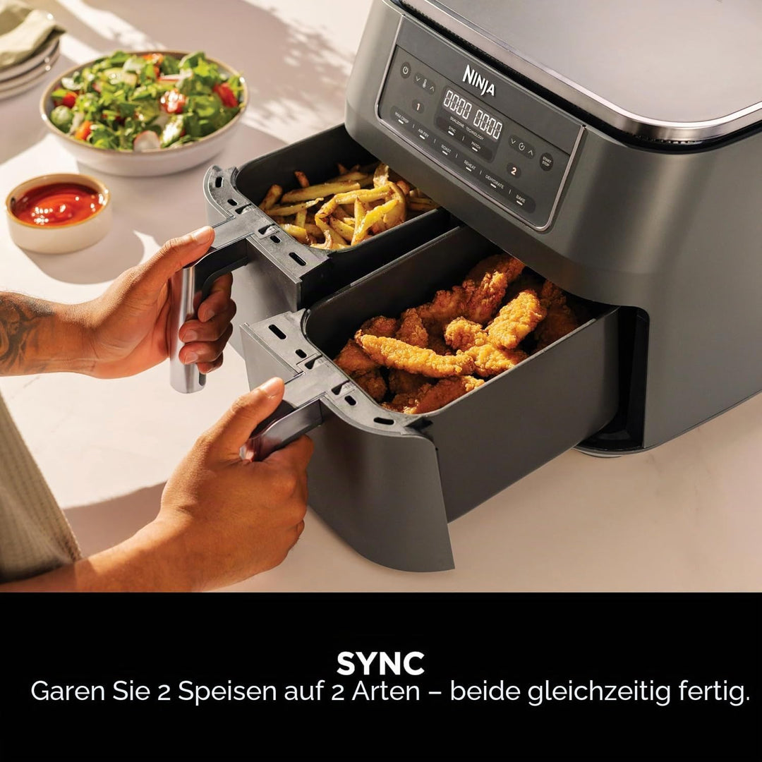 Ninja Dual Zone Digital Air Fritteuse, 2 Schubladen, 7,6 l, 6-in-1, verwendet kein Öl, Air Fry, Max