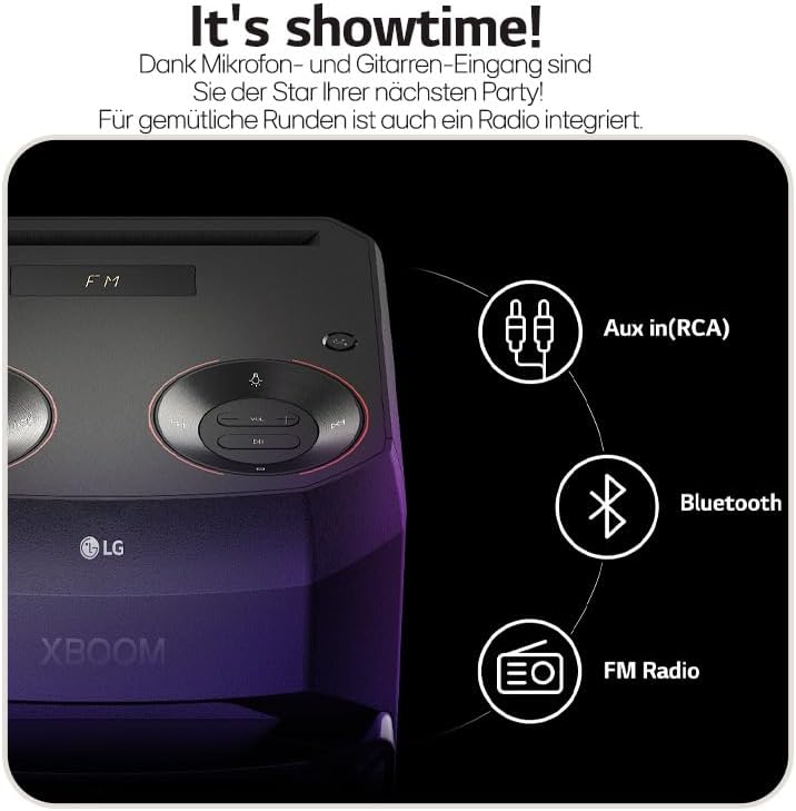 LG XBOOM RNC2, 1-Wege-Soundsystem mit 2 Lautsprechern (Dolby Audio, Karaoke- & DJ-Funktionen, Beleuc