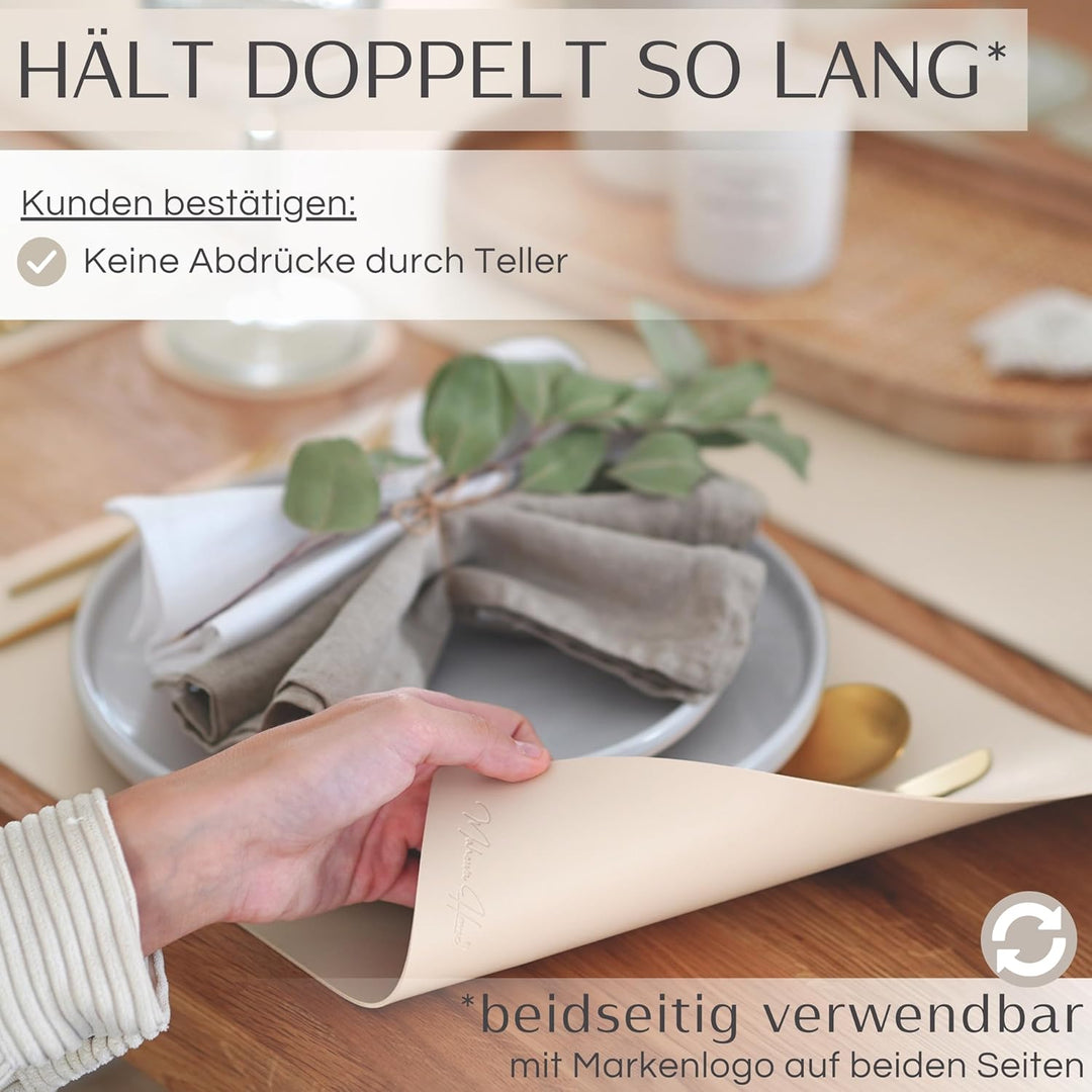 Mahewa® 6er Set Premium Tischset aus Kunstleder - Platzset abwaschbar und wasserdicht - Platzdeckche