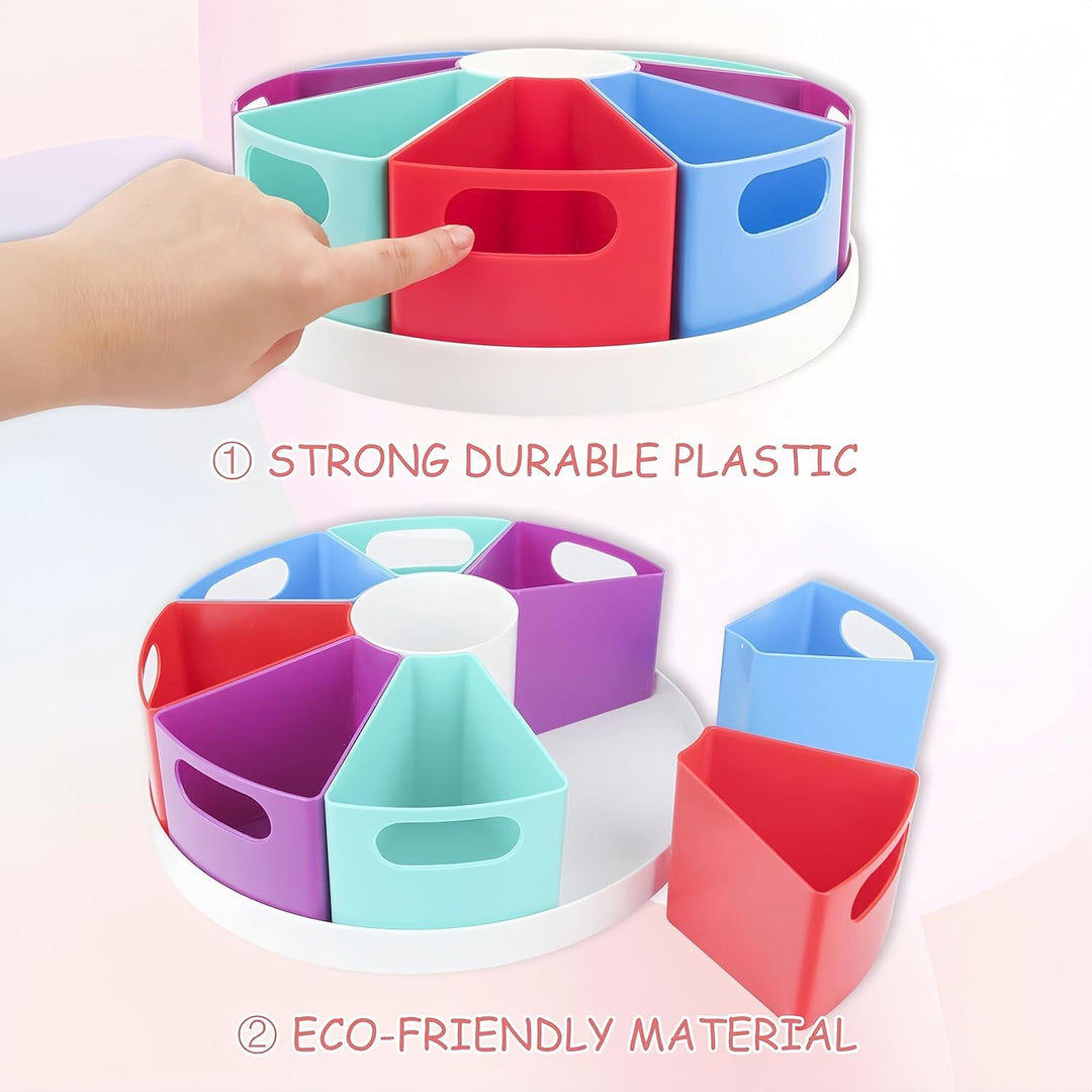 ZERUIDM Rotierende Stiftehalter Schreibtisch Organizer, Kinder Rotation Stifte Organizer mit 9 Fäche