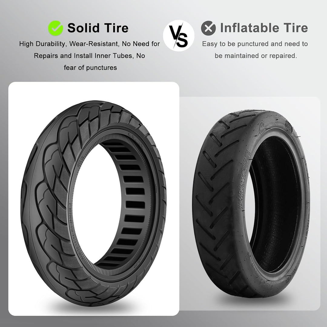 Amitor 10x2.125 Reifen Vollgummi, 10 Zoll Vollgummireifen Scooter mit Antirutsch und Abriebfeste, 10