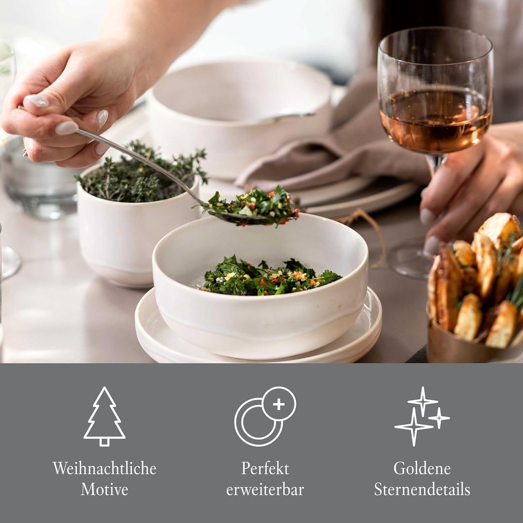like. by Villeroy &amp; Boch – Winter Glow Schale auf Fuss, Weihnachtsdeko aus Premium Porzellan, Dekora