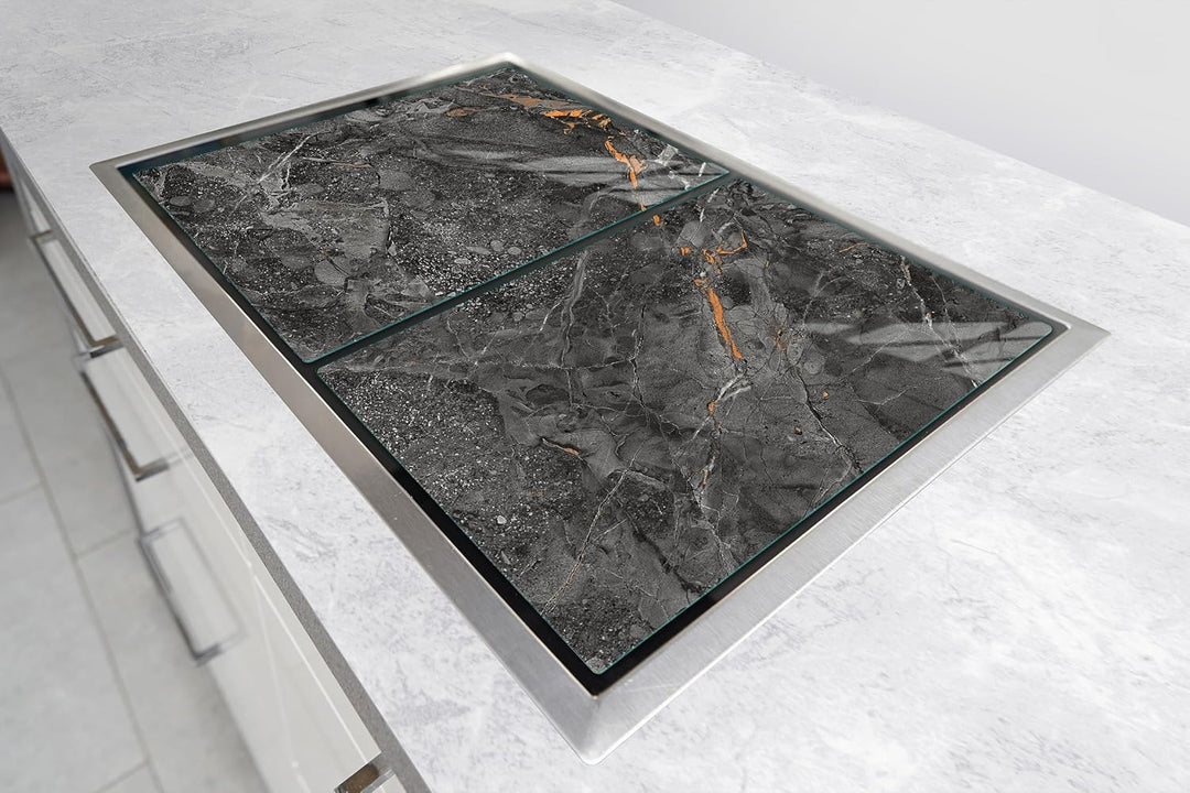 TMK ArtDeko Herdabdeckplatte 2 Teilig 40x52 + 45x52 cm - Spritzschutz Herdabdeckung – Herdschutz aus