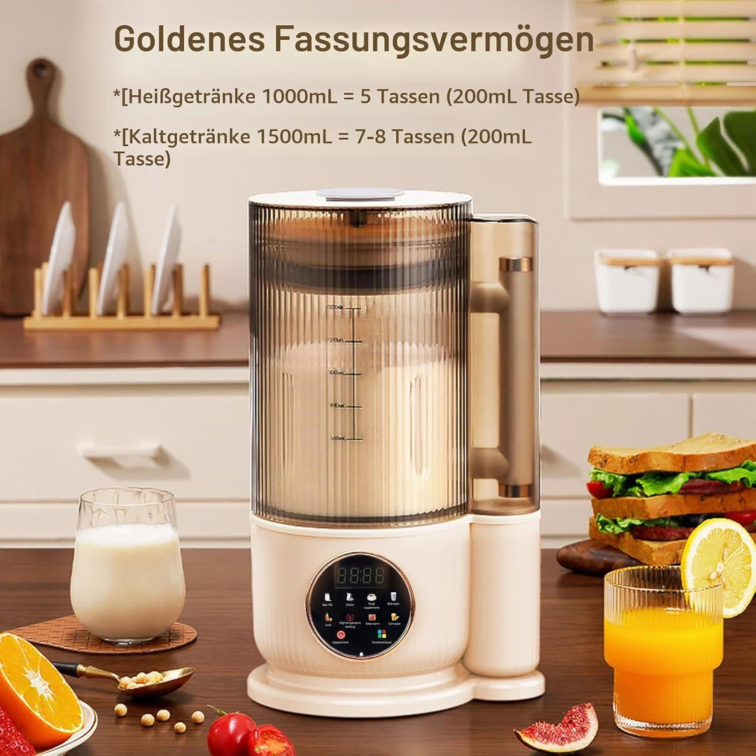 Nussmilchmaschine, Wandbrechender Maschine 1500 ml Automatische Sojamilch Maschine Smoothie und Saft