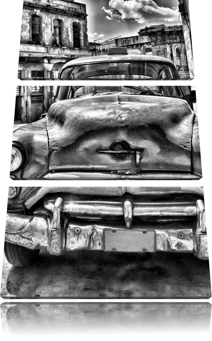 Pixxprint Blaue Schönheit in Cuba 3Teiler 120x80 cm Leinwandbild Wandbild Kunstdruck