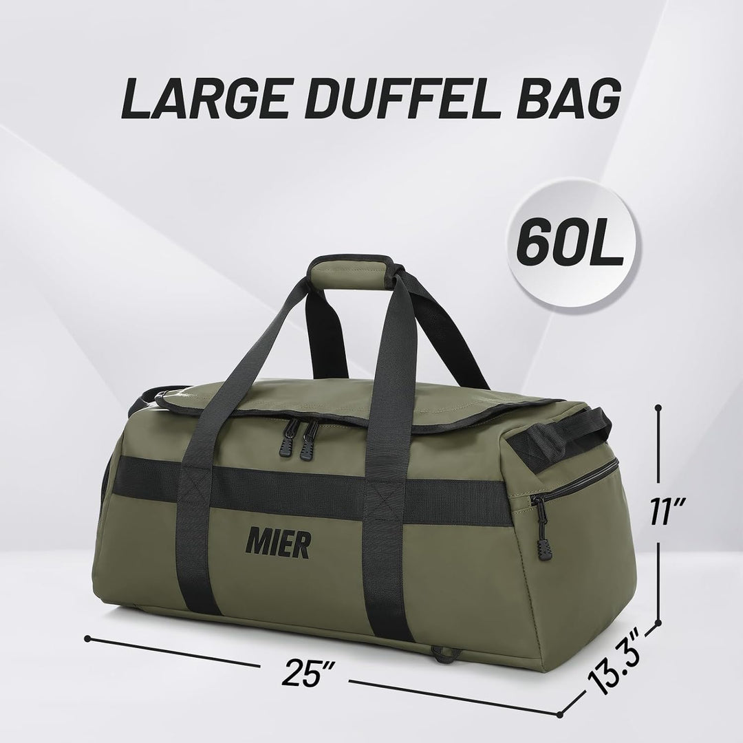 MIER Sporttasche 60L, Reisetasche Rucksack, Schuhfach, Weekender, Reisen, Grün, Grün