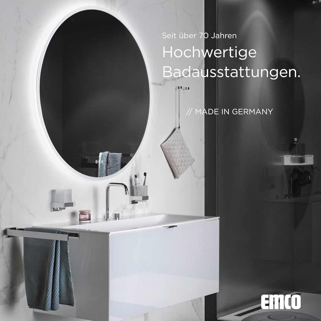 emco Round Handtuchstange ohne Bohren schwarz matt I Handtuchhalter zum Kleben einarmig zur Wandmont