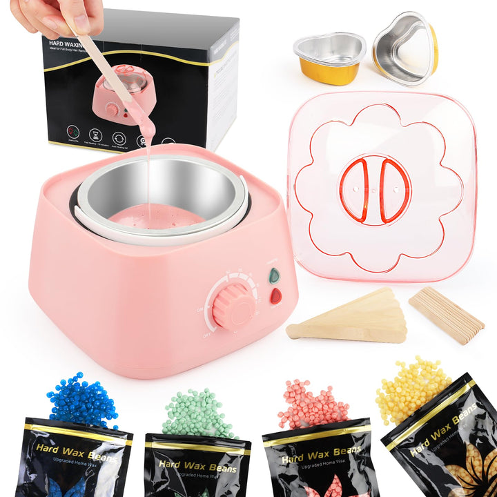LWMTT Waxing Set 500ml Warmwachs Haarentfernung mit 400g Wax- Professionelle Wachsmaschine mit abneh