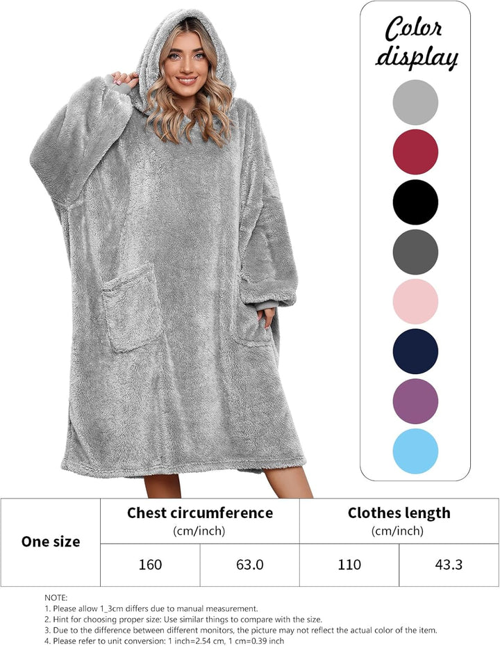 Tuopuda Übergrosse Hoodie Sweatshirt Damen Herren Decke Sweatshirt Pullover mit Kapuze Langarm Kapuz