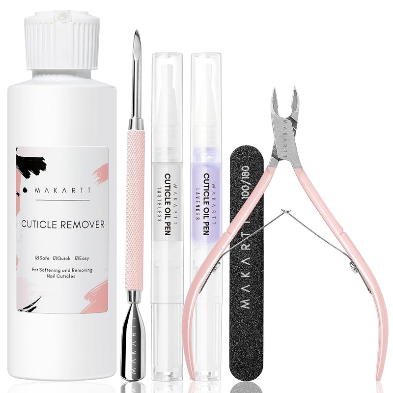 Makartt Nagelhautentferner Set, Cuticle Remover, Nagelfeilen Set, Nagelpflegeöl Set mit Nagelhauttri