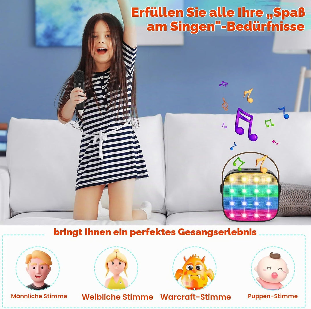 Karaoke Maschine Kinder, Mini Karaoke Maschine mit 2 Mikrofonen, Spielzeug ab 3-12 Jahre Mädchen Jun