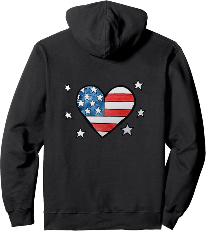 American Flag Heart USA 4th of July American Pullover Hoodie