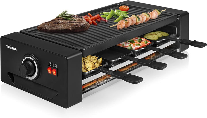 Tristar RA-2736 Multifunktionales Raclette- und Pizzagerät Einstellbarer Thermostat mit doppeltem He