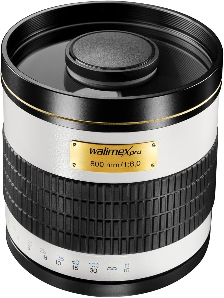Walimex Pro 15551 800mm 1:8,0 DSLR-Spiegelobjektiv für Nikon F Objektivbajonett weiss (manueller Fok