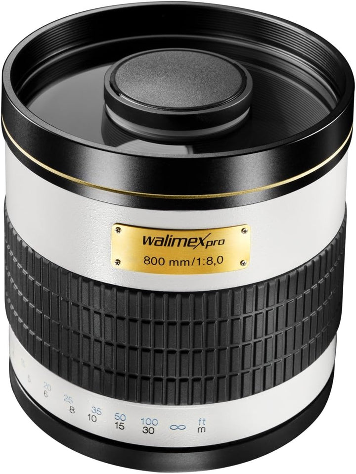 Walimex Pro 15551 800mm 1:8,0 DSLR-Spiegelobjektiv für Nikon F Objektivbajonett weiss (manueller Fok