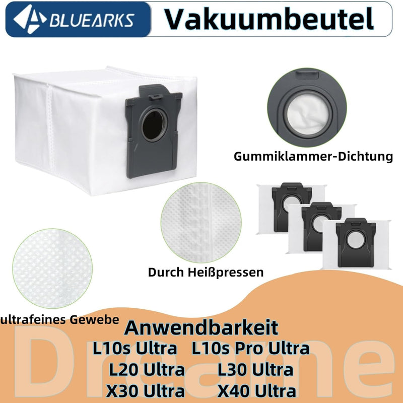 Bluearks 21Pcs Stück Zubehör für Dreame L10s Pro Ultra/X30 Ultra Saugroboter, Bestehend Aus 1 Hauptb