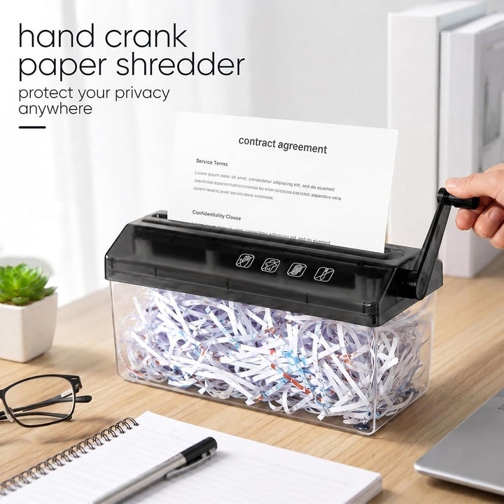 Yuragim Manueller Aktenvernichter A4 mit Kurbel, Kompakter Hand Papierschredder für Büro Zuhause Sch