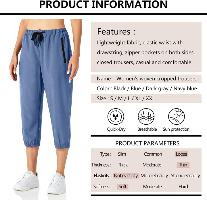 Butrends Damen Leichter Jogger Caprihose Casual Schnell trocknend Hose Workout 3/4 Workout Joggerhos