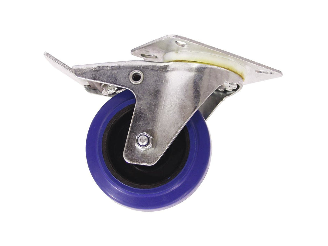 ROADINGER Lenkrolle 100mm blau mit Bremse | Lenkrolle mit geschütztem Lager