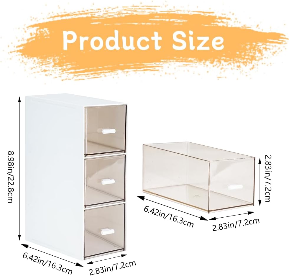 DIBALIYI 2PCS Kunststoff Organizer mit Schubladen, Klarer Deckel Schubladenbox Stapelbar, Tee Aufbew