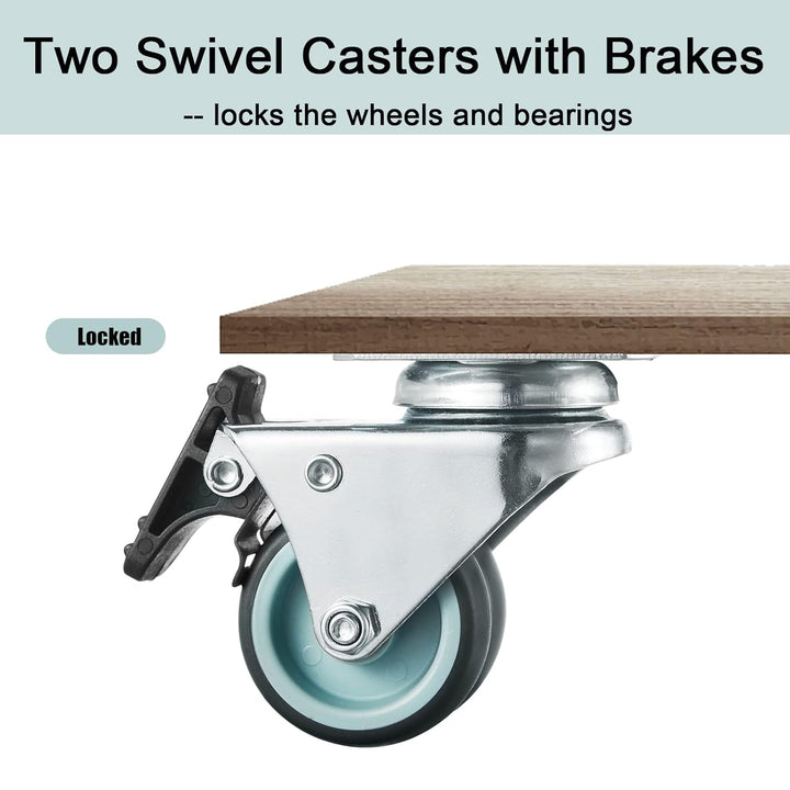 4 Stück Doppelrollen Lenkrollen mit Bremse 50mm Transportrollen Möbelrollen mit bremse bis 400kg Str