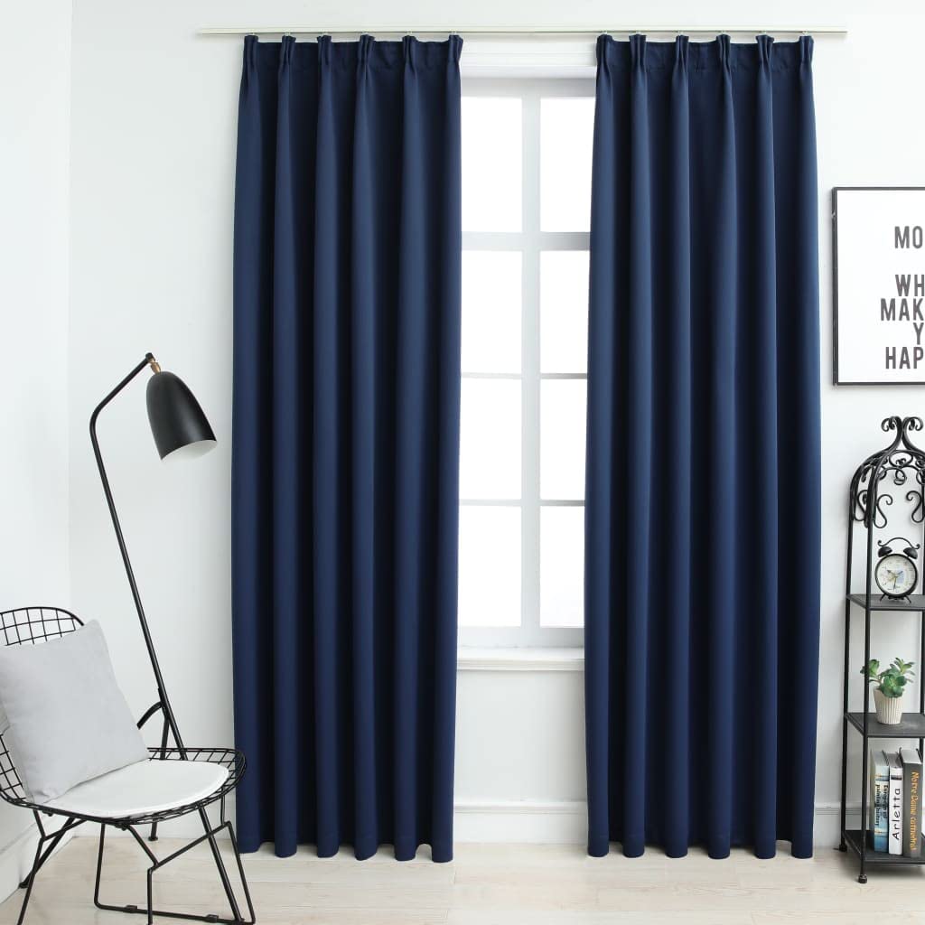 2 Stück Verdunkelungsvorhänge mit Haken 140x225 cm Blau Vorhang Blickdicht Gardine Curtains Wärmeiso