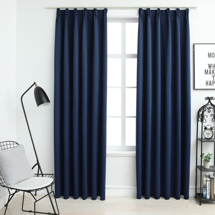 2 Stück Verdunkelungsvorhänge mit Haken 140x225 cm Blau Vorhang Blickdicht Gardine Curtains Wärmeiso