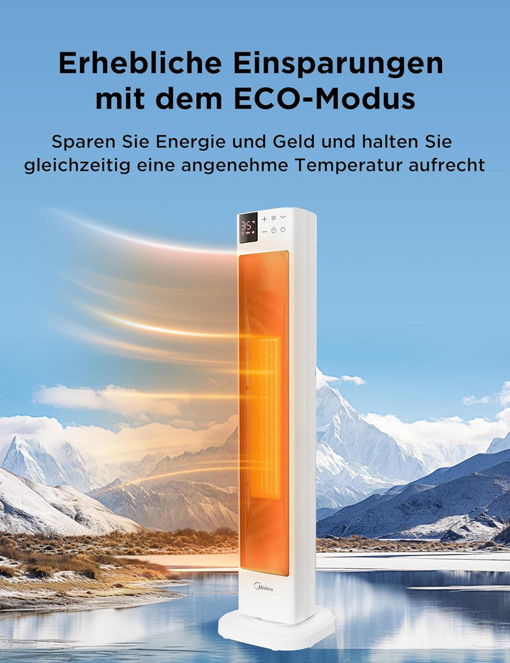 Midea NTH20-22GR(WH) Heizlüfter Energiesparend Leise mit Fernbedienung,PTC 2000 Watt Keramik Heizlüf