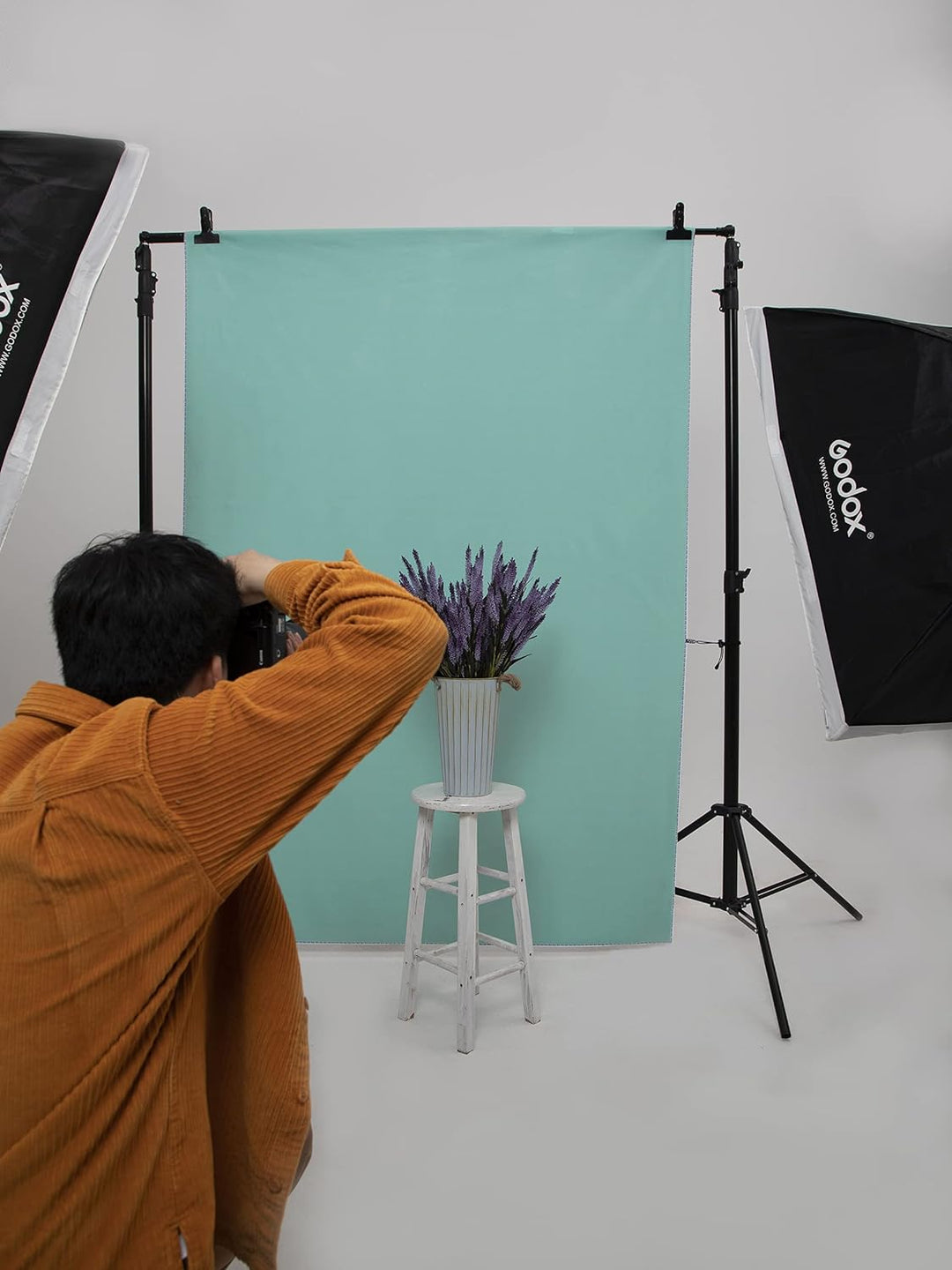 Kate Fotohintergrund für Fotografen, 1,5 x 2,2 m, Cyan, Mikrofaser, Keine Krease, Hintergrund für pr