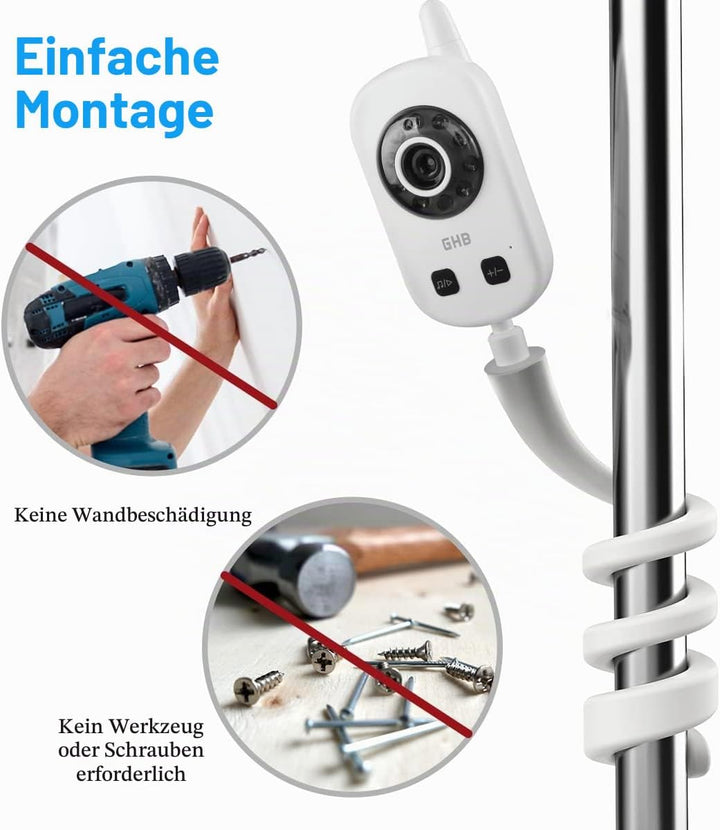 HOLACA Babyphone Halterung Flexible Krippenhalterung für GHB Babyphone Kamera Video Baby Monitor 2,4