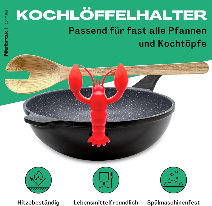 Netrox - Kochlöffelhalter - einfach an Topf befestigen - Hitzebeständig und BPA-Frei - Küchen Gadget
