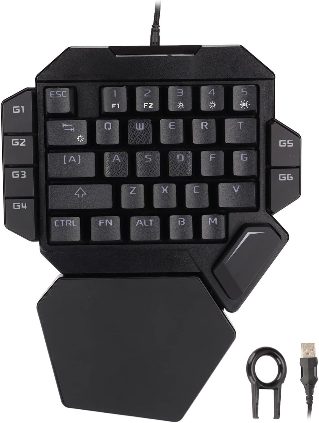 ciciglow Einhand-Gaming-Tastatur, K50 Wired RGB Backlit Mechanical Half Keyboard 35 Keys Portable Ga
