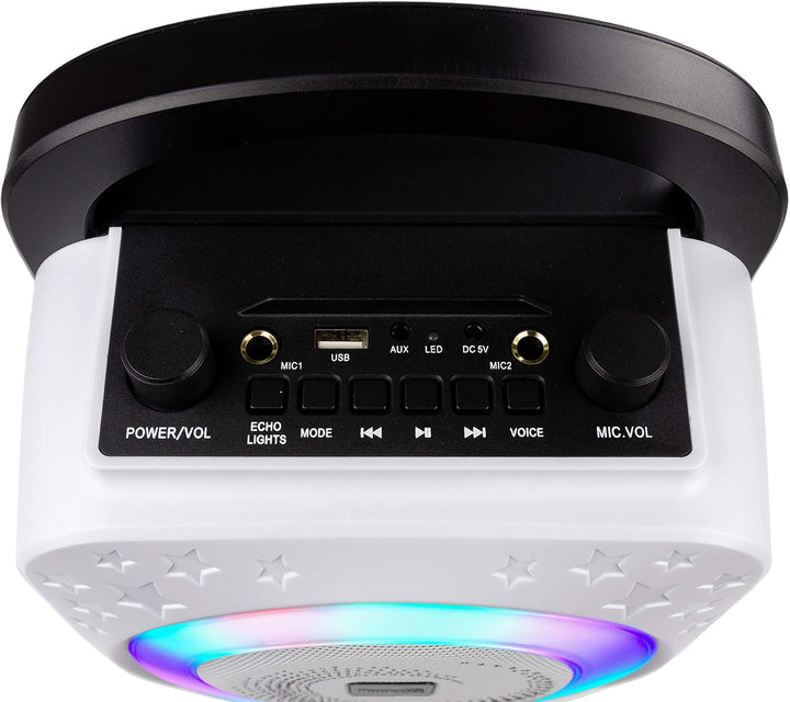 RockJam Ring Bluetooth Karaoke Machine with Two Mics Black Ring Light & Disco Light, Black Ring Ligh