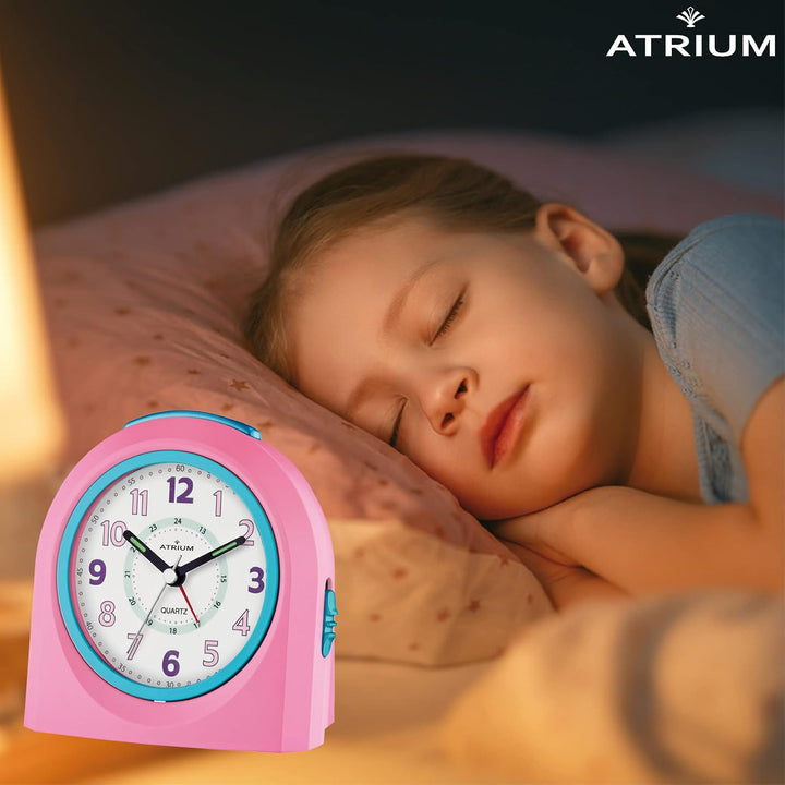 Atrium Kinderwecker Jugendwecker Analog Quarz mit Licht, Snooze &amp; schleichende Sekunde - leise ohne