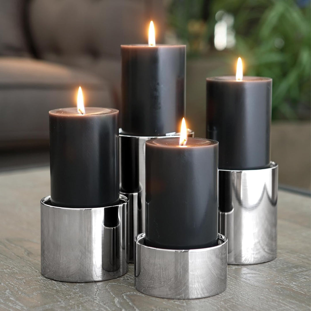 Fink Sobrio Stumpenhalter, Edelstahl, Silber, 15 x 15 x 10 cm 15 x 15 x 10 cm Silber, 15 x 15 x 10 c