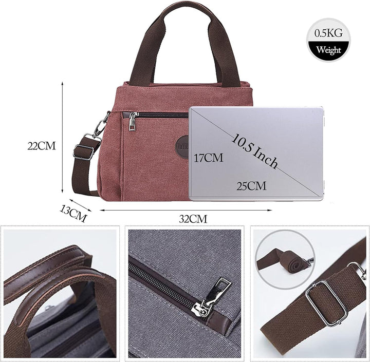 FANDARE Retro Handtaschen Leinwand Schultertasche Damen Umhängetasche Frauen Crossbody Messenger Bag