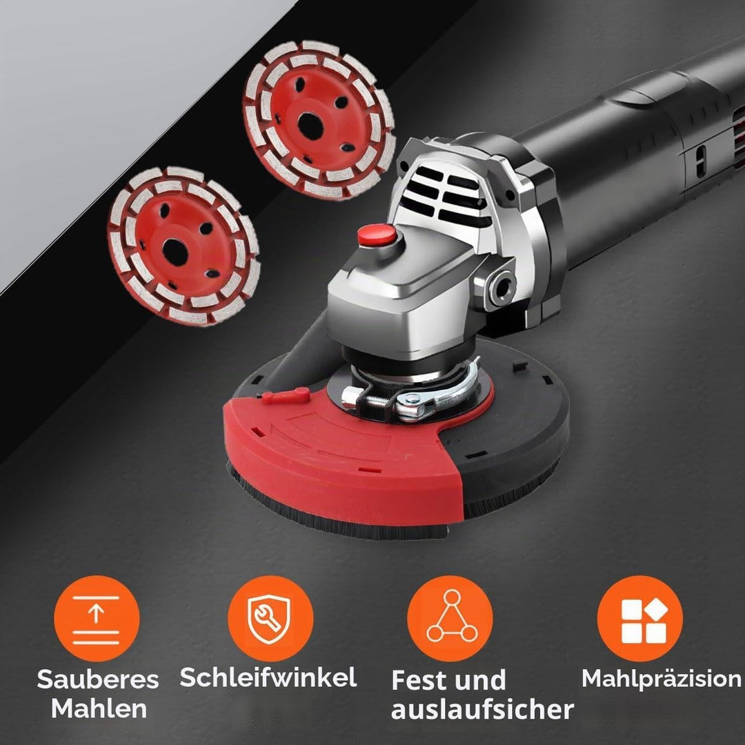 Absaugaufsatz Absaughaube für Winkelschleifer Betonschleifer mit 2 stück Professional Schleiftopf 12