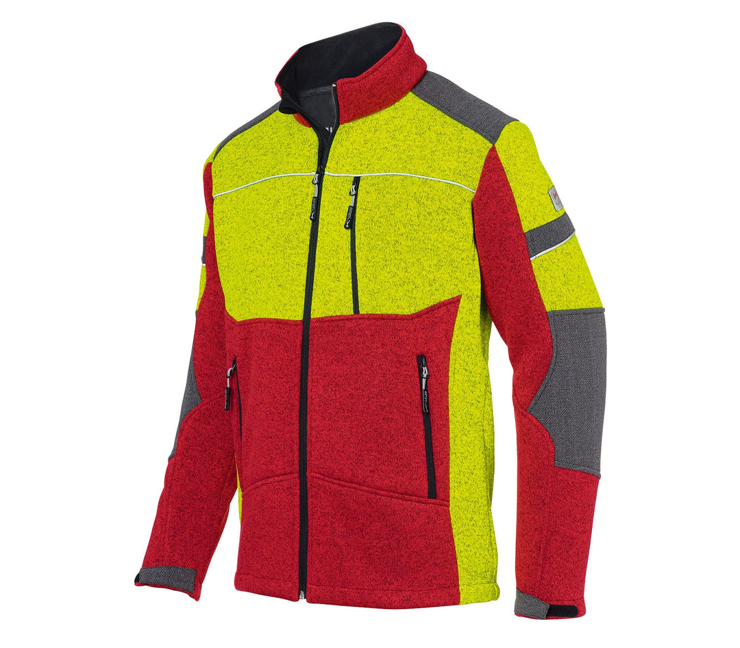 KÜBLER Workwear KÜBLER FOREST Strick-Arbeitsjacke rot/gelb S rot/gelb, S rot/gelb