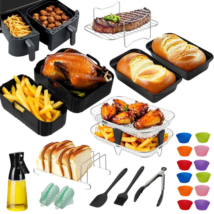 Heissluftfritteuse Zubehör für Philips Airfryer Dual Basket 3000-serie 6L+3L, 24 Stück Airfryer Zube