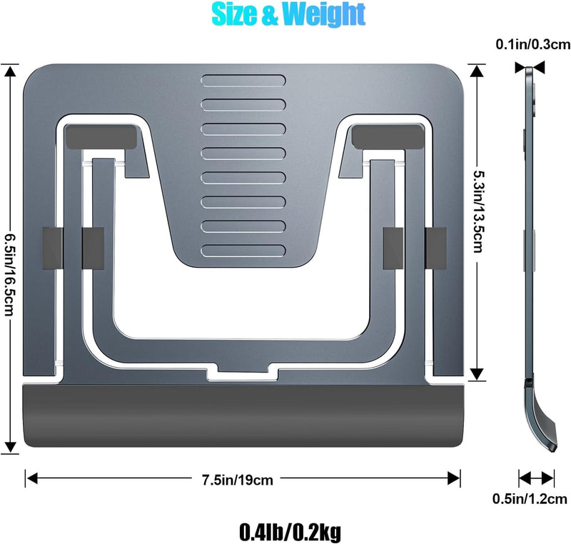 SHUOSUO Tablet Ständer Verstellbar & Faltbar, Schlank Tragbarer Aluminium Tablet Halterung Halter Ti