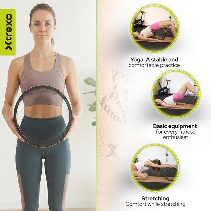 XTREXO Yoga Rad Naturkork mit einem Durchmesser von 32 cm und einer Breite von 13 cm in Braun aus 10