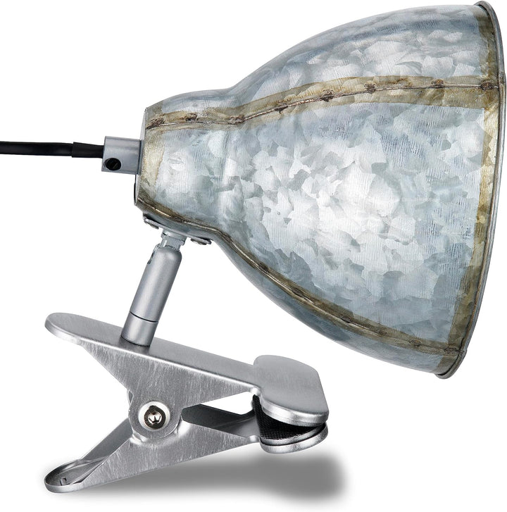 REV – Klemmlampe im angesagten Retro-Look mit E27 Fassung Zinkfarben – Leselampe Bett IP20 schwenkba